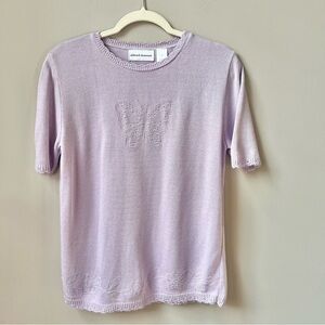 Vintage Butterfly Knit Sweater Women's Small Lilac Purple Floral 90s Dainty Twee